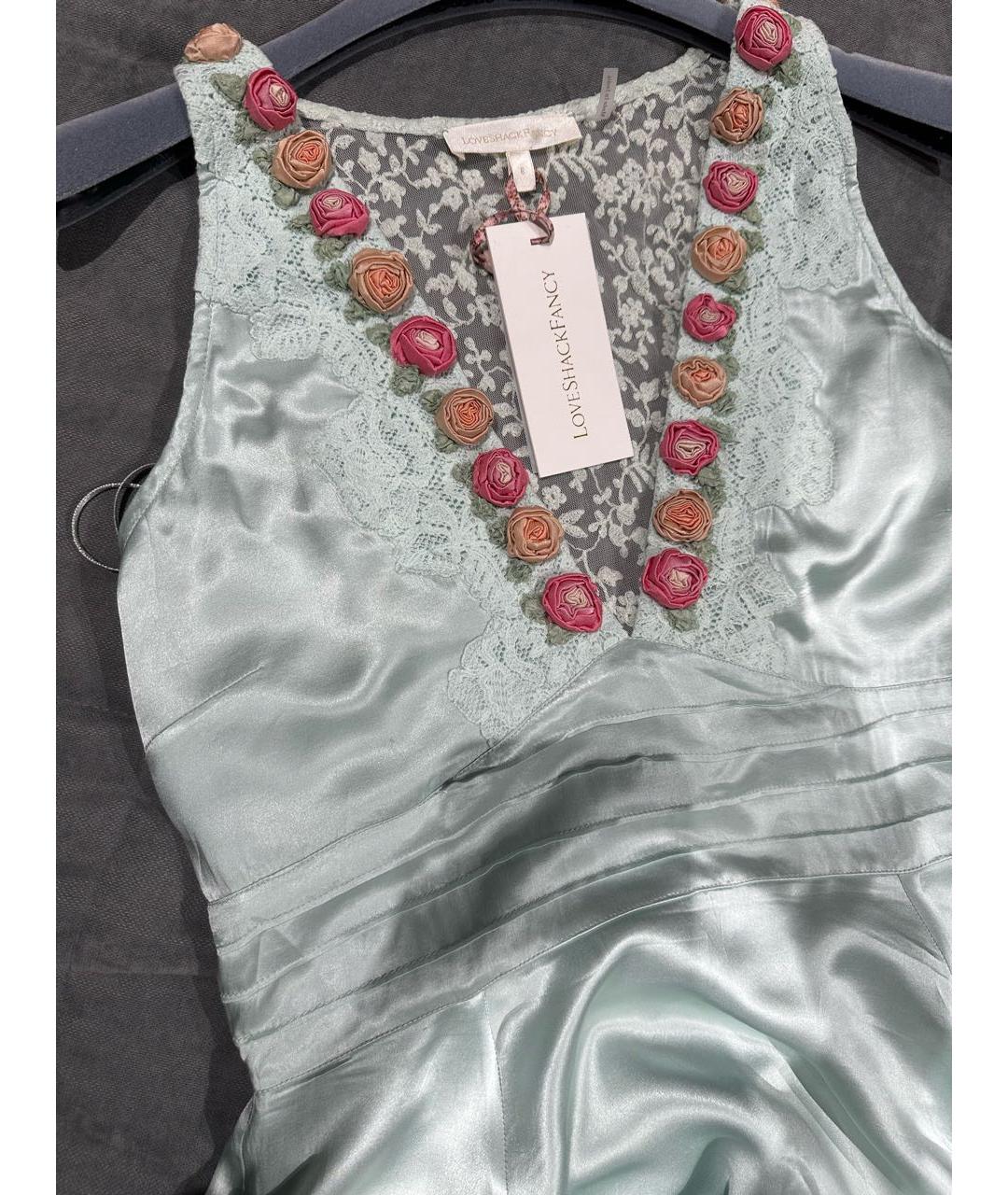 FOR LOVE AND LEMONS Зеленые шелковое вечернее платье, фото 4