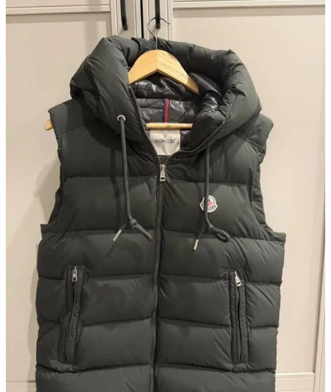MONCLER Черный полиэстеровый жилет, фото 5
