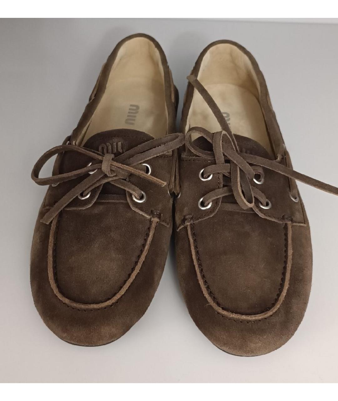 MIU MIU Коричневые замшевые мокасины, фото 2