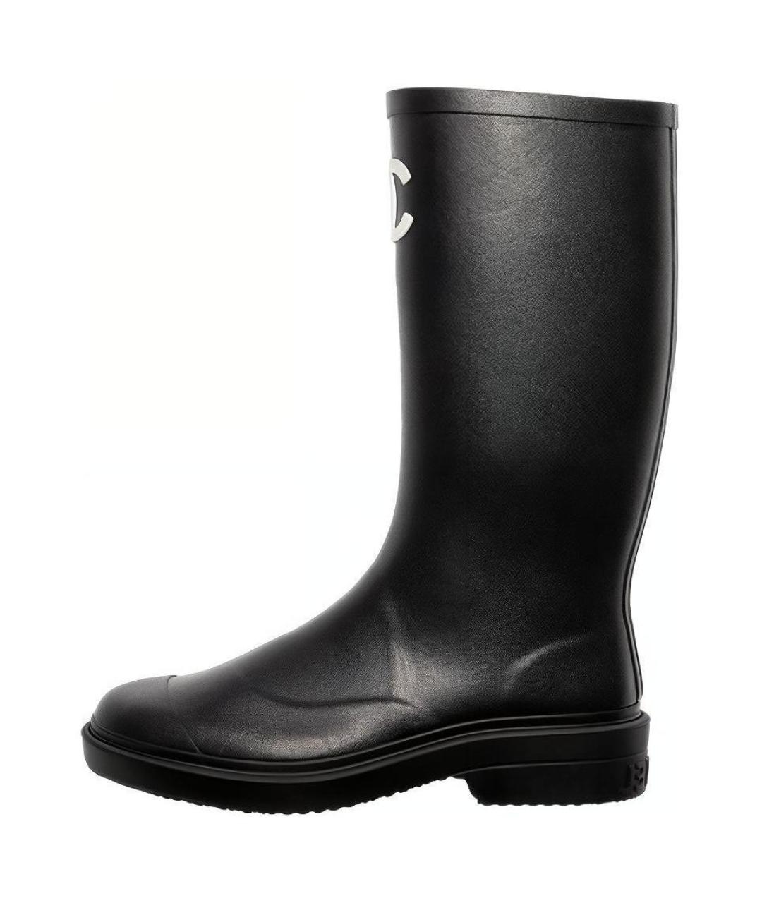CHANEL Черные резиновые сапоги, фото 2