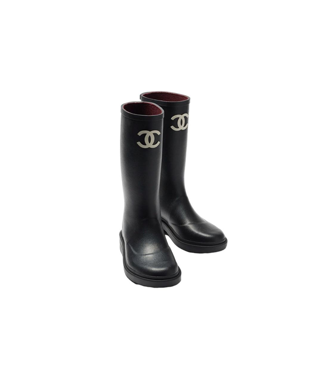 CHANEL Черные резиновые сапоги, фото 3