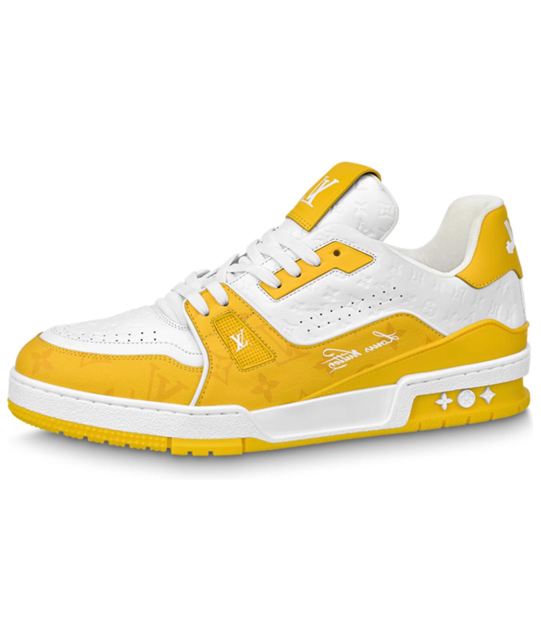 LOUIS VUITTON Желтые кожаные кроссовки, фото 6