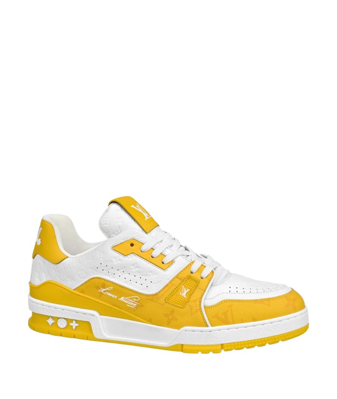 LOUIS VUITTON Желтые кожаные кроссовки, фото 1