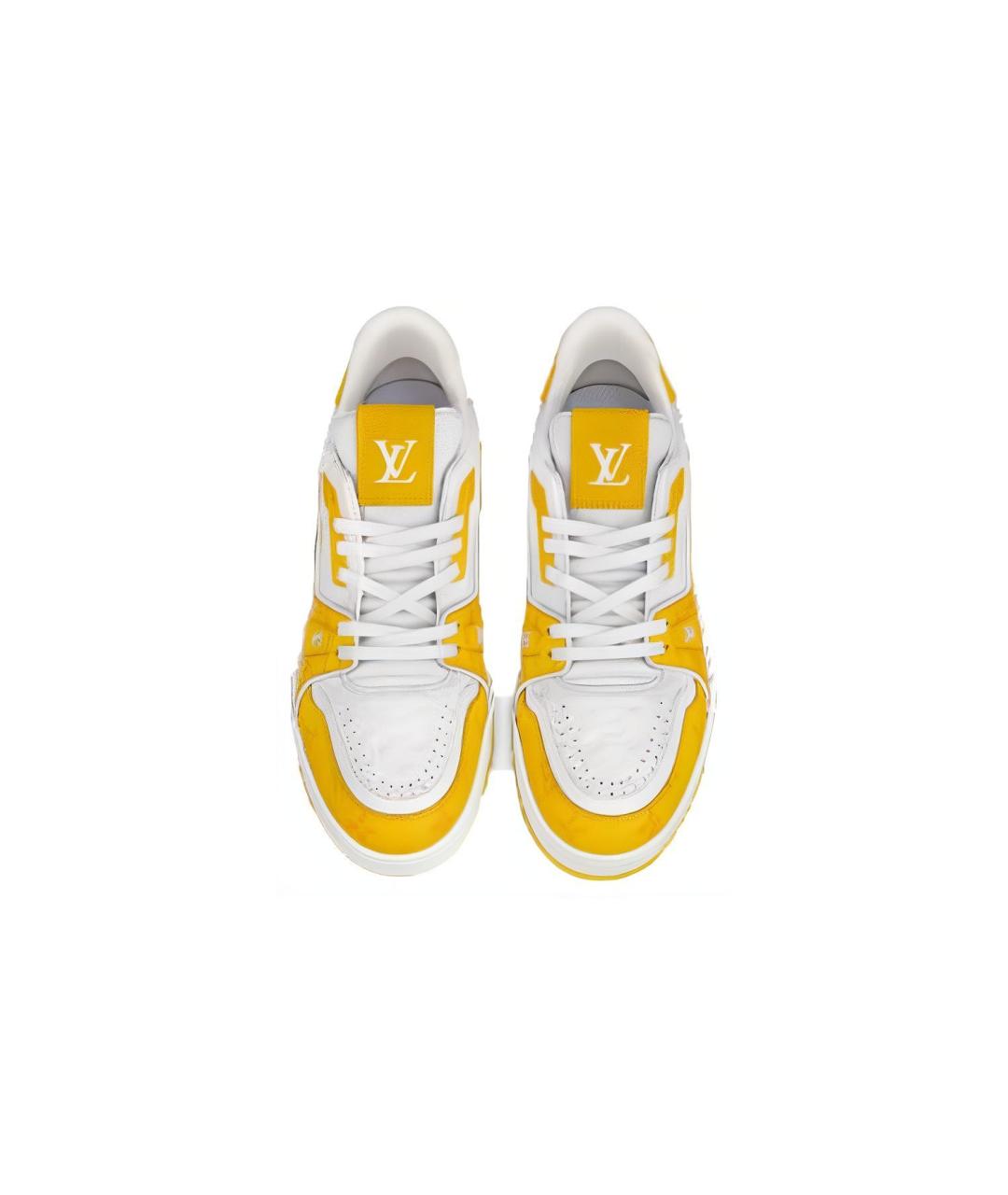 LOUIS VUITTON Желтые кожаные кроссовки, фото 4