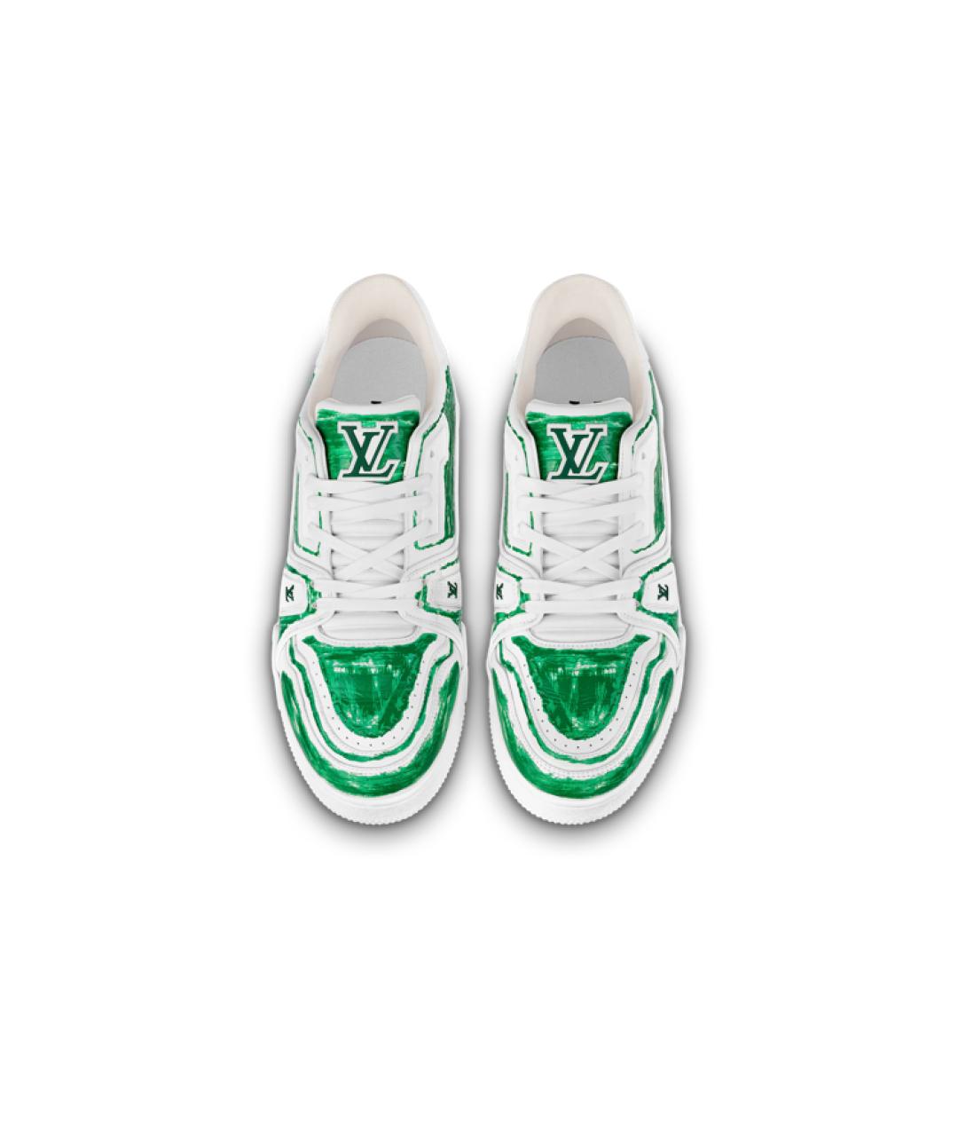LOUIS VUITTON Зеленые кожаные кроссовки, фото 4