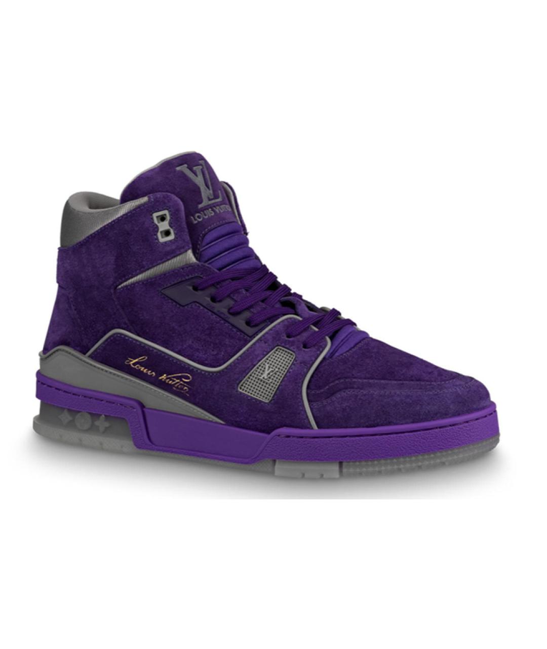 LOUIS VUITTON Фиолетовые бархатные высокие кроссовки / кеды, фото 3