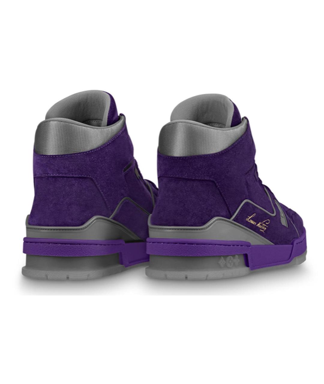 LOUIS VUITTON Фиолетовые бархатные высокие кроссовки / кеды, фото 4