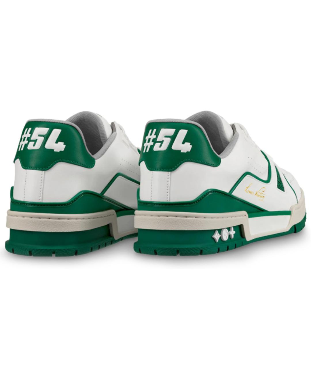 LOUIS VUITTON Зеленые кожаные низкие кроссовки / кеды, фото 4