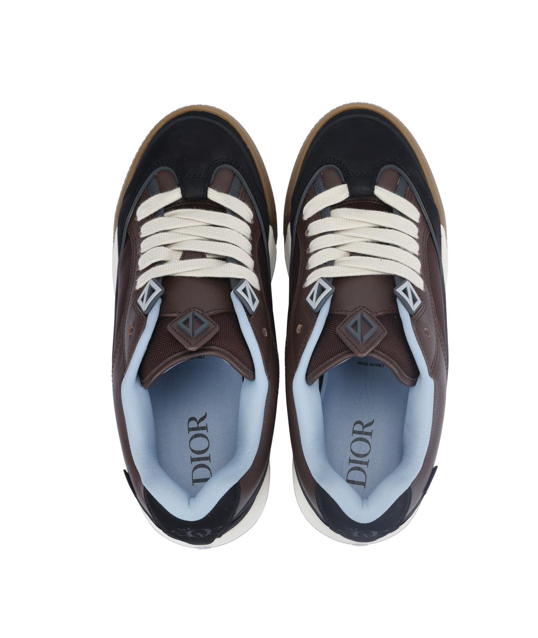 CHRISTIAN DIOR Коричневые кожаные низкие кроссовки / кеды, фото 3