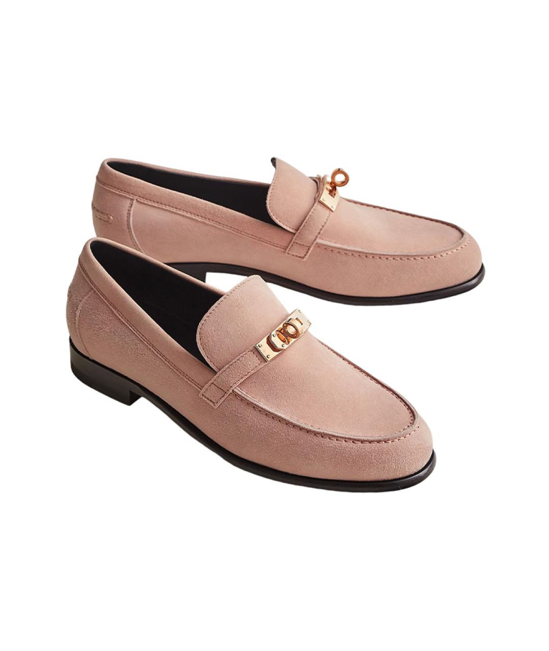 HERMES Розовые кожаные лоферы, фото 4