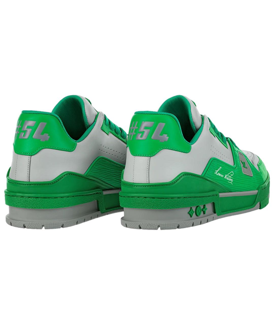 LOUIS VUITTON Зеленые кожаные низкие кроссовки / кеды, фото 4