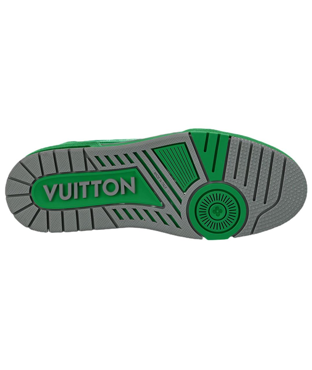 LOUIS VUITTON Зеленые кожаные низкие кроссовки / кеды, фото 5