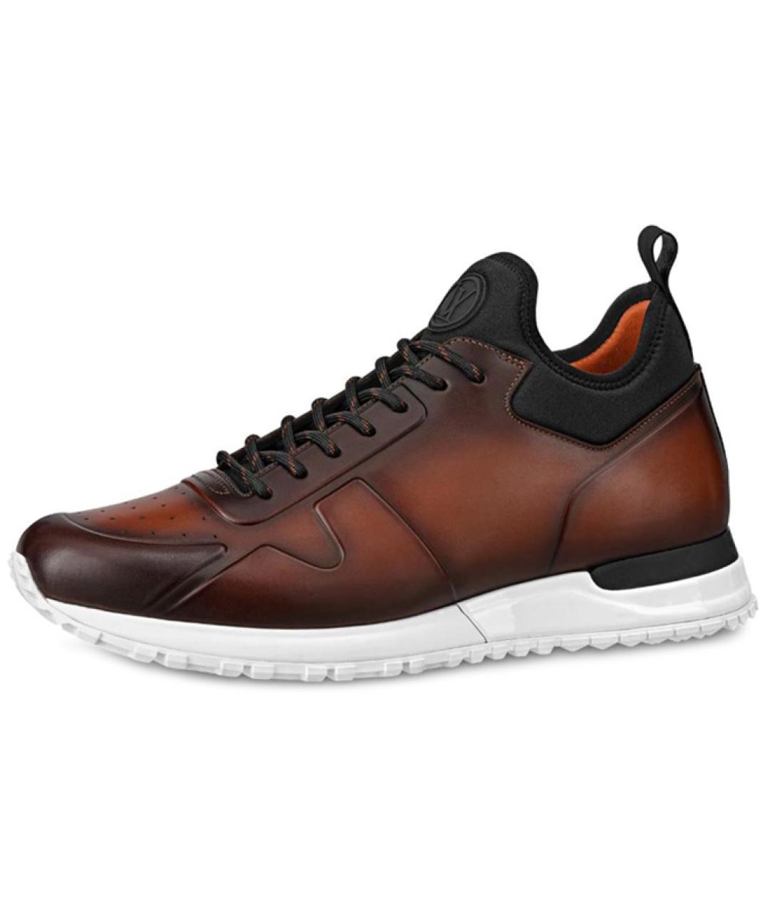 LOUIS VUITTON Коричневые кожаные низкие кроссовки / кеды, фото 2