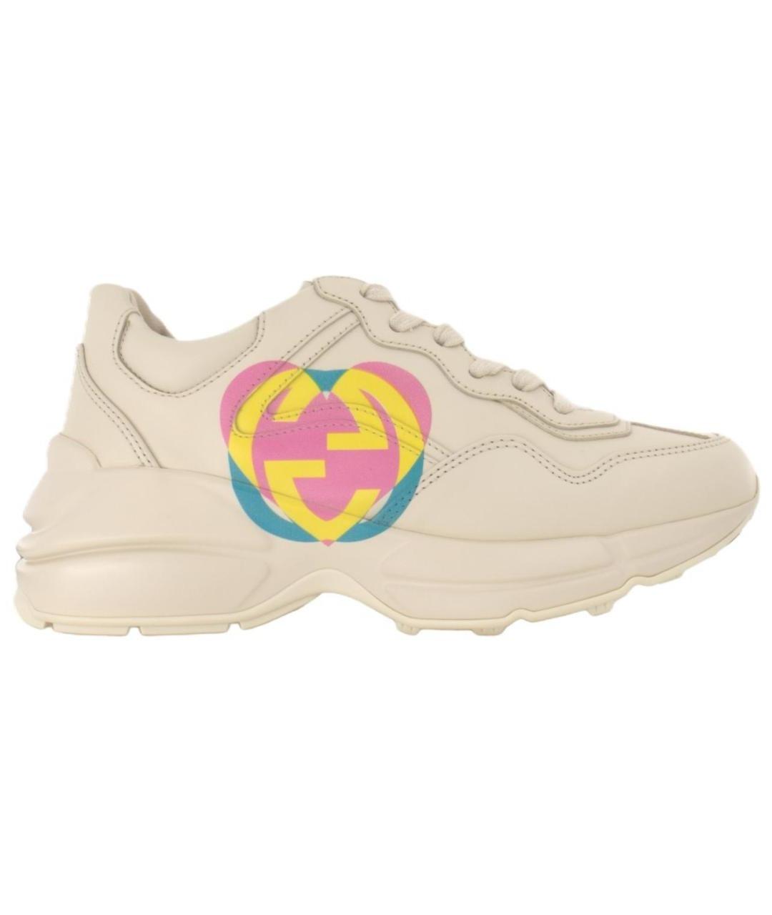 GUCCI Бежевые кожаные кроссовки, фото 1