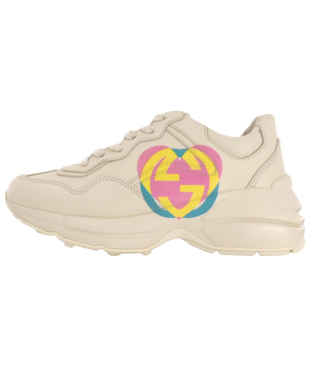 GUCCI Бежевые кожаные кроссовки, фото 6