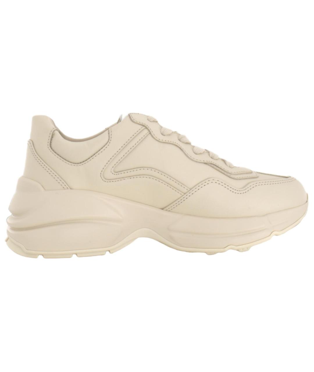 GUCCI Бежевые кожаные кроссовки, фото 2