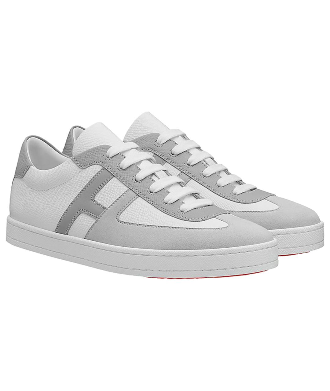 HERMES Серые кожаные низкие кроссовки / кеды, фото 3