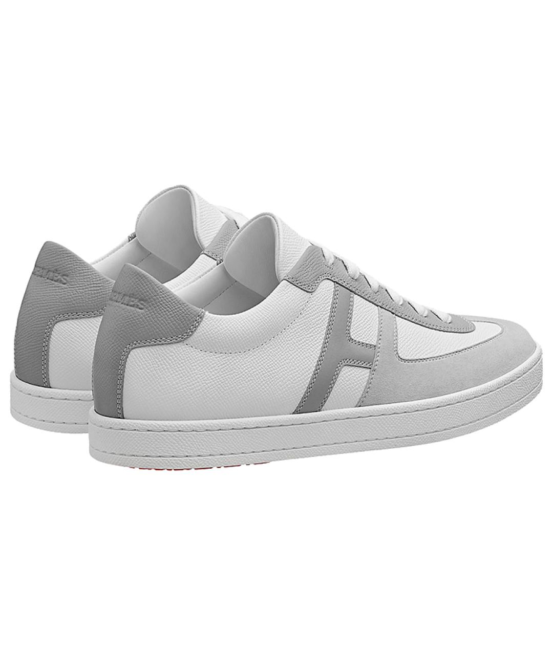 HERMES Серые кожаные низкие кроссовки / кеды, фото 4