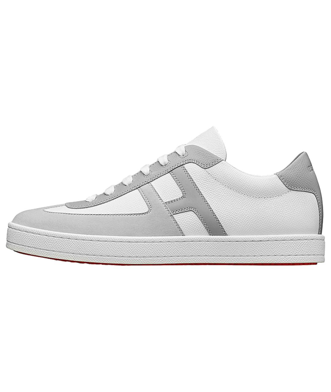 HERMES Серые кожаные низкие кроссовки / кеды, фото 2