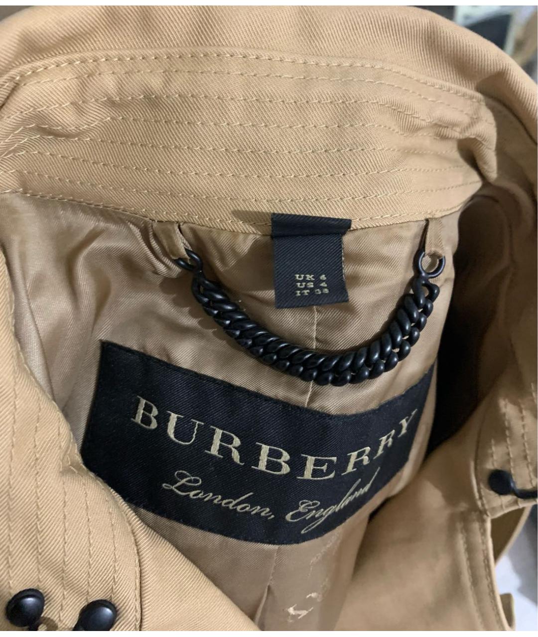 BURBERRY Бежевый хлопковый тренч/плащ, фото 3