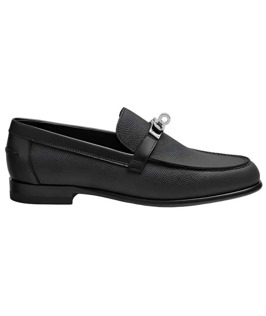 HERMES Черные кожаные лоферы, фото 1