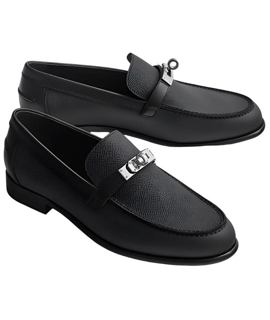 HERMES Черные кожаные лоферы, фото 5