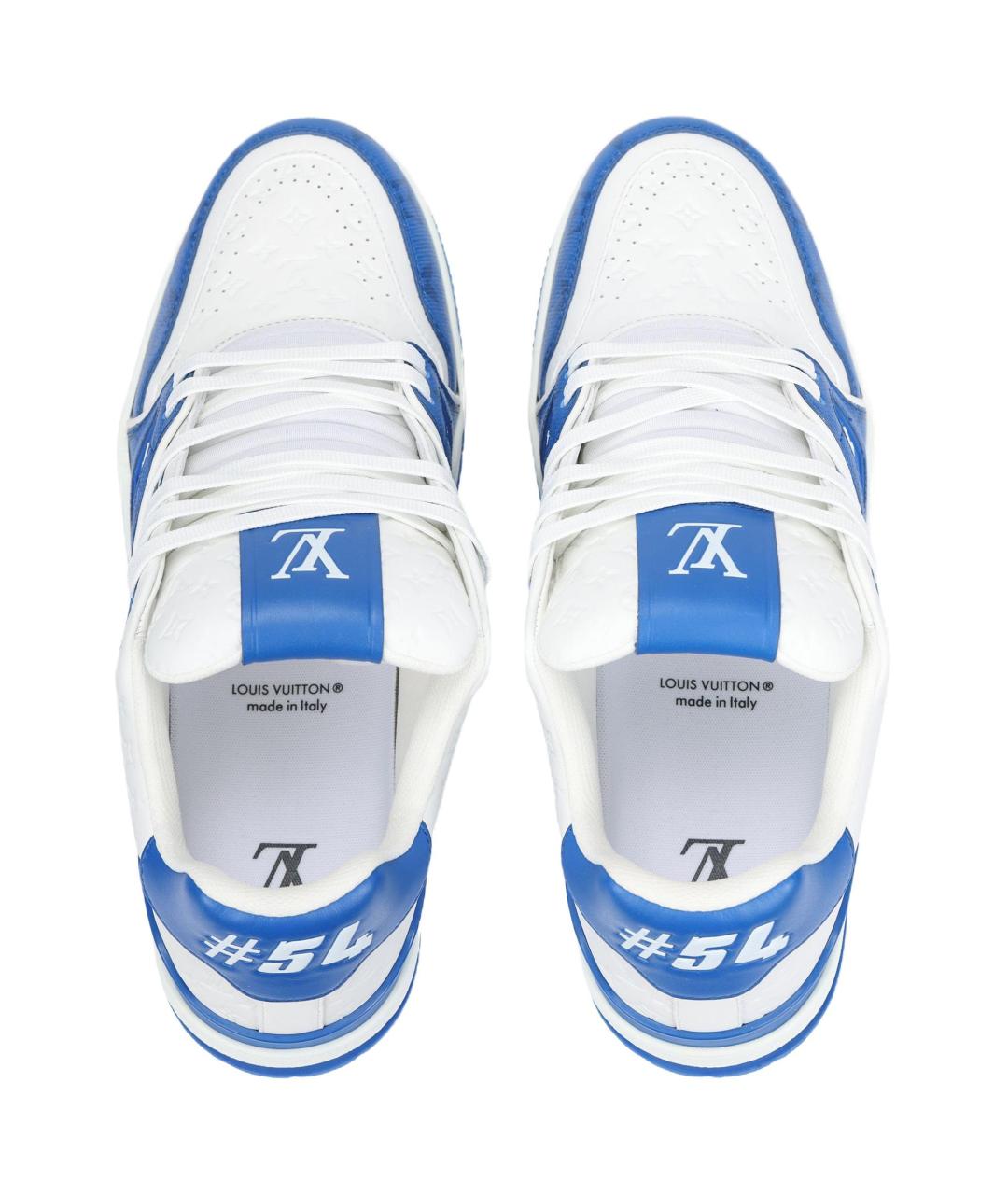 LOUIS VUITTON Синие кожаные низкие кроссовки / кеды, фото 3