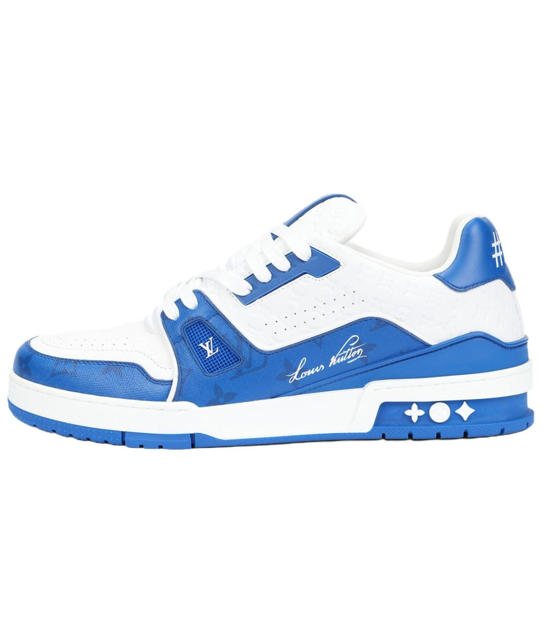 LOUIS VUITTON Синие кожаные низкие кроссовки / кеды, фото 2