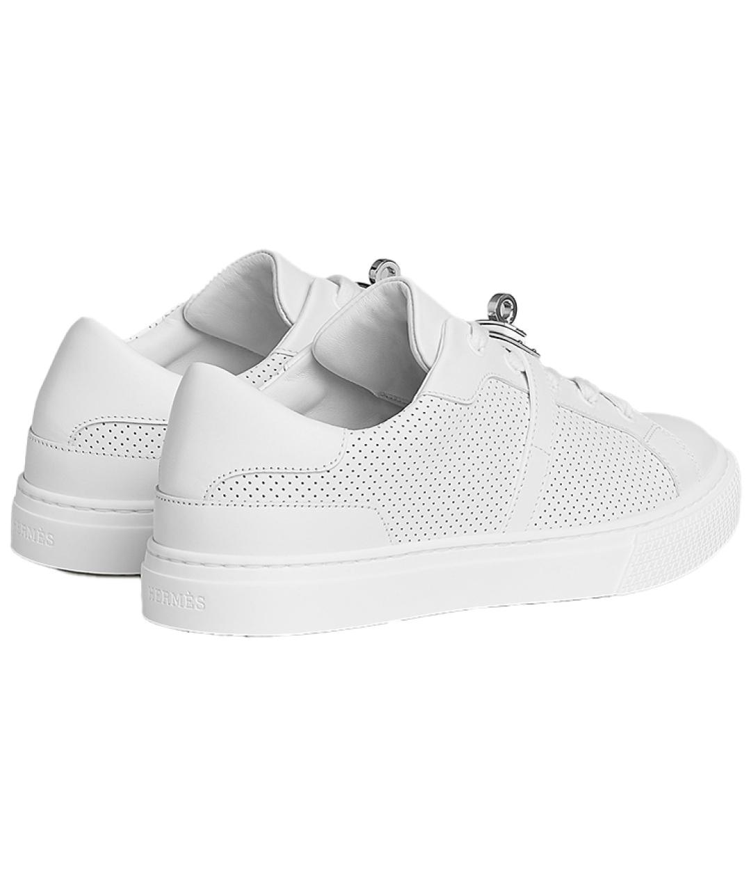 HERMES Белые кожаные кроссовки, фото 4