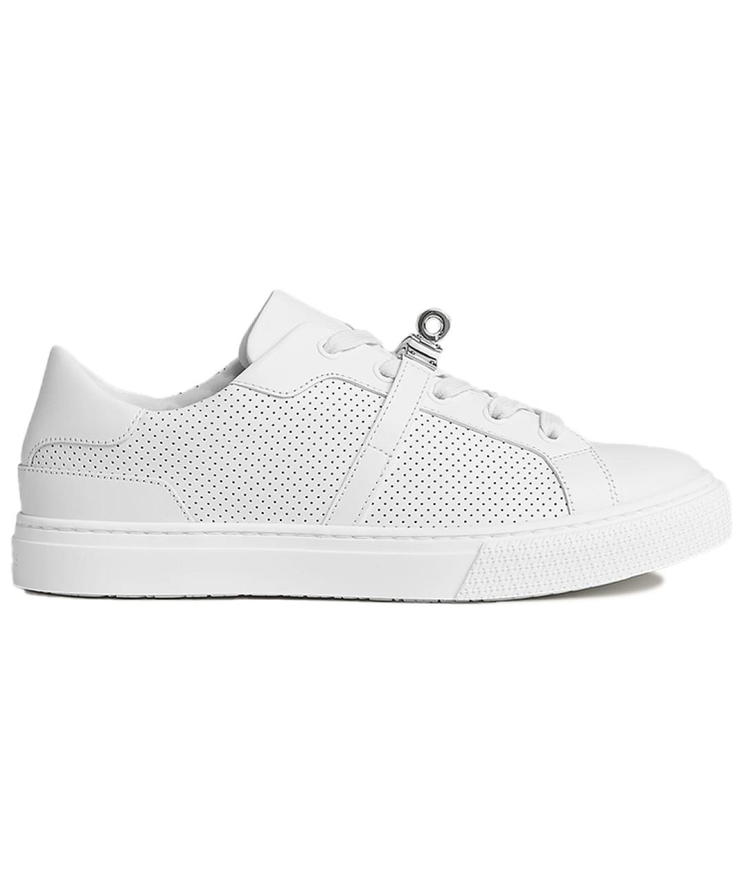 HERMES Белые кожаные кроссовки, фото 1