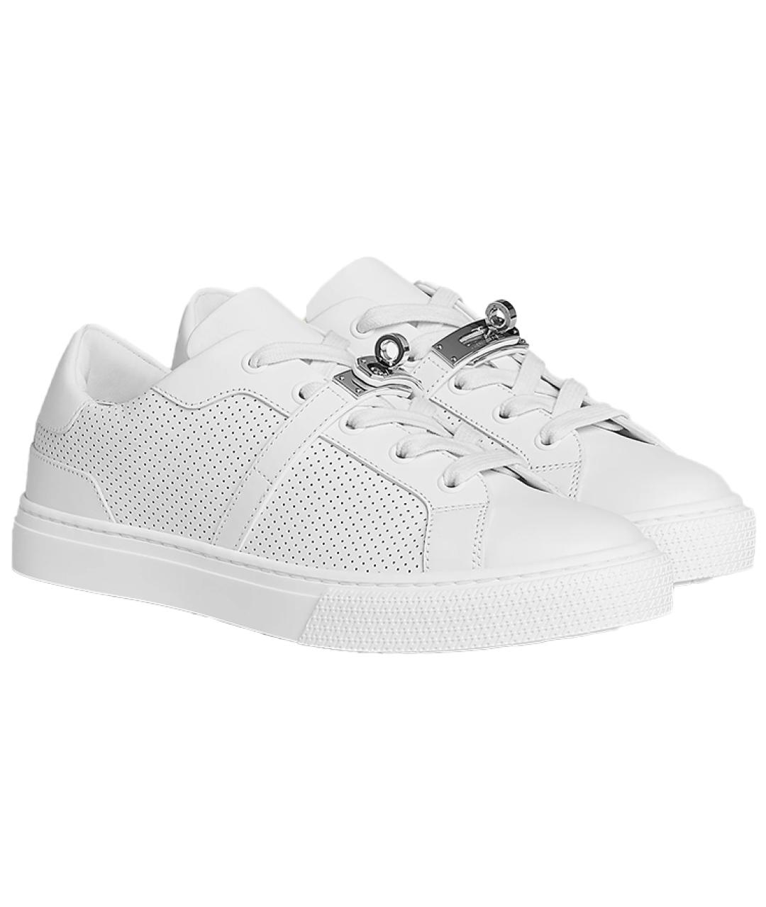 HERMES Белые кожаные кроссовки, фото 3