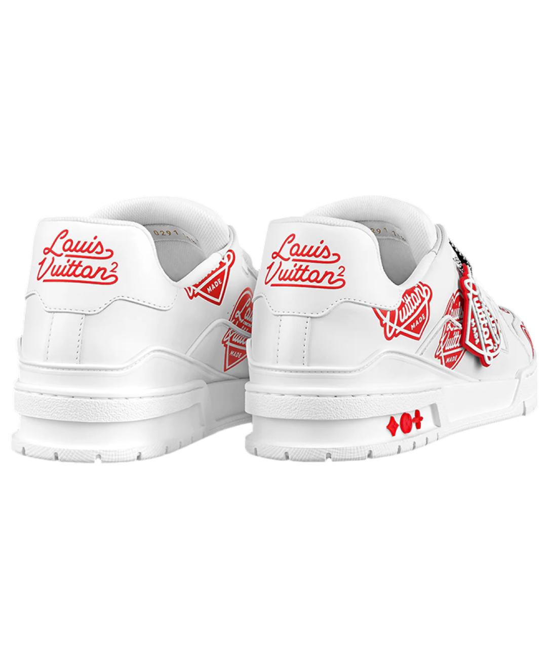 LOUIS VUITTON Красные кожаные низкие кроссовки / кеды, фото 4