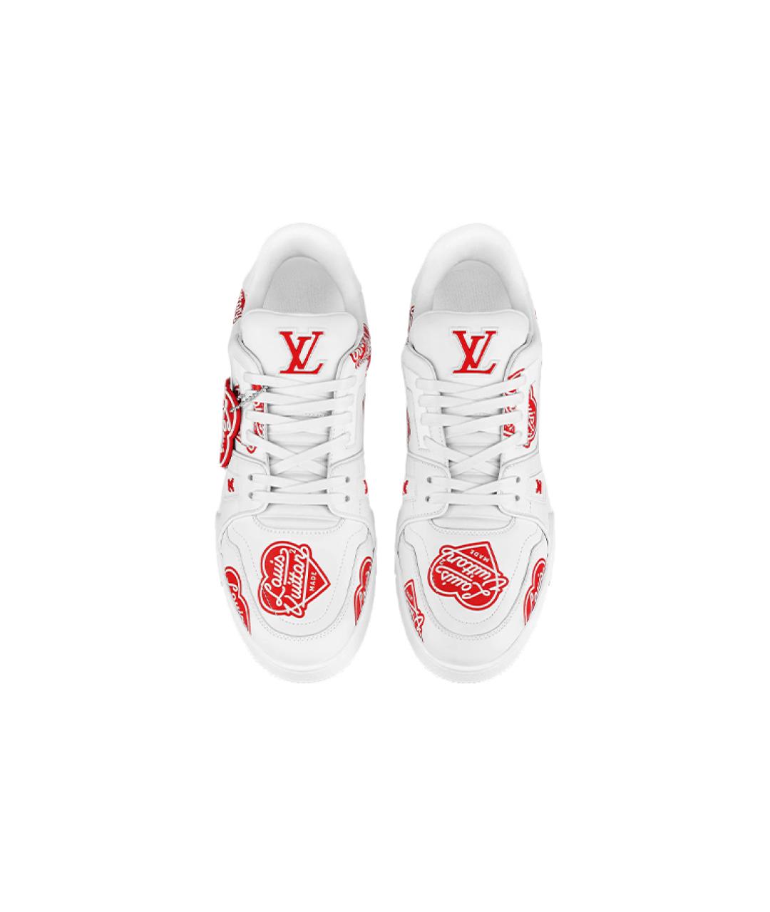 LOUIS VUITTON Красные кожаные низкие кроссовки / кеды, фото 3