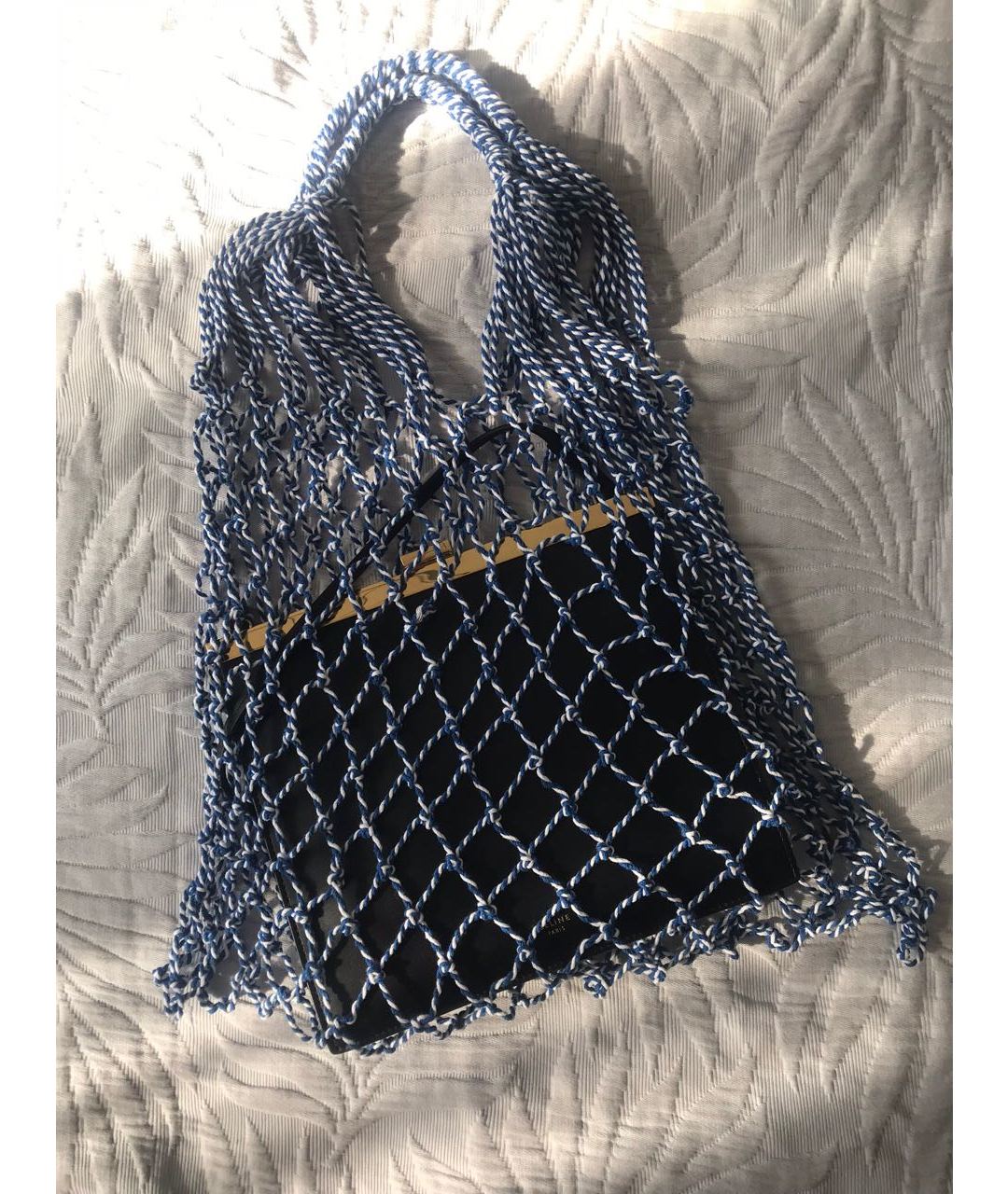 CELINE PRE-OWNED Голубая хлопковая сумка тоут, фото 3