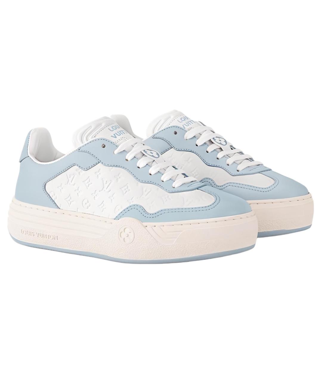 LOUIS VUITTON Синие кожаные кроссовки, фото 3