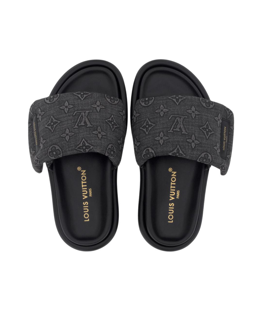 LOUIS VUITTON Черные шлепанцы, фото 4
