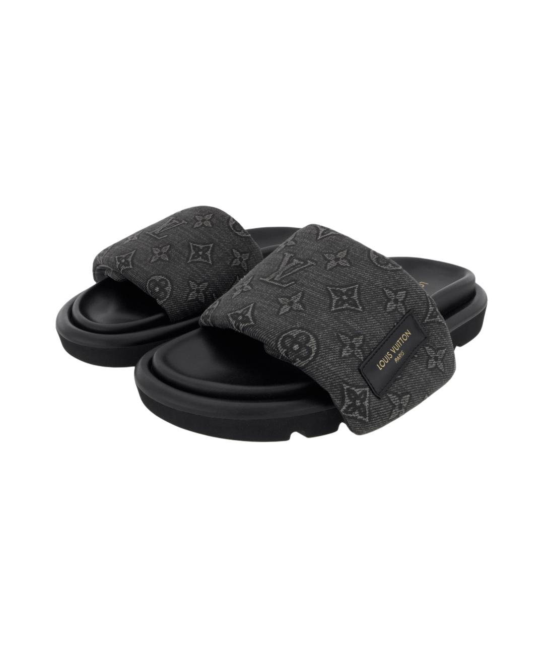 LOUIS VUITTON Черные шлепанцы, фото 3