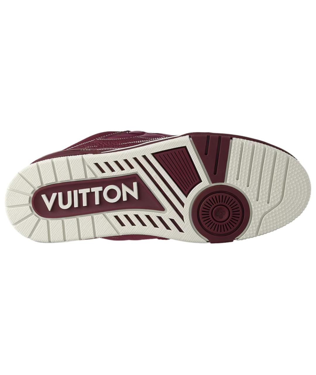 LOUIS VUITTON Бордовые кожаные кроссовки, фото 5
