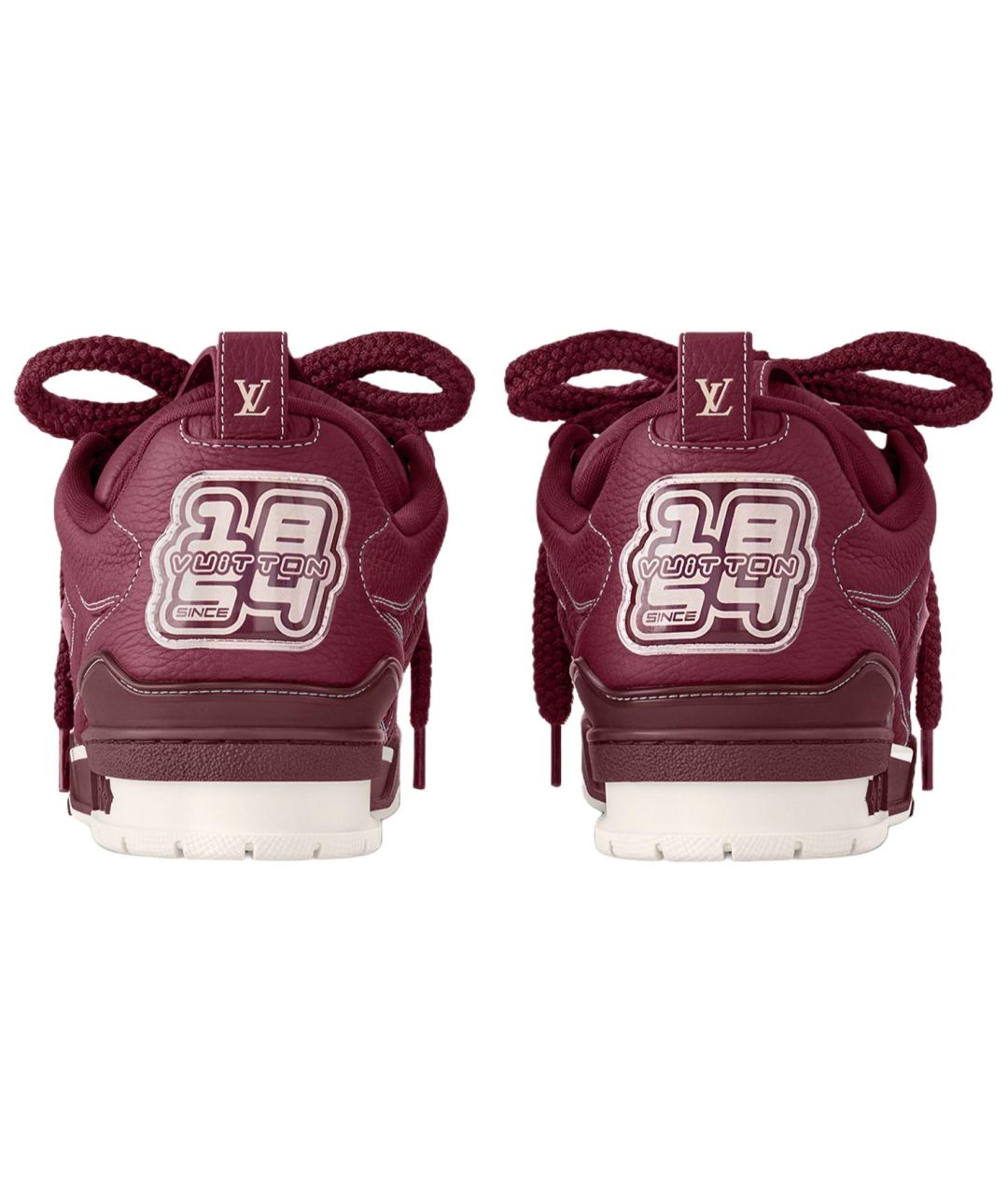 LOUIS VUITTON Бордовые кожаные кроссовки, фото 4