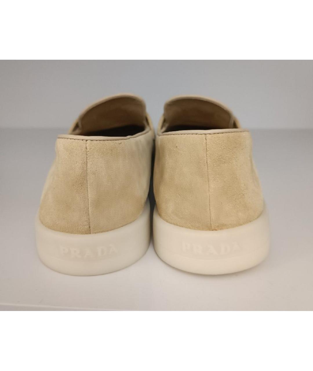 PRADA Бежевые замшевые лоферы, фото 4