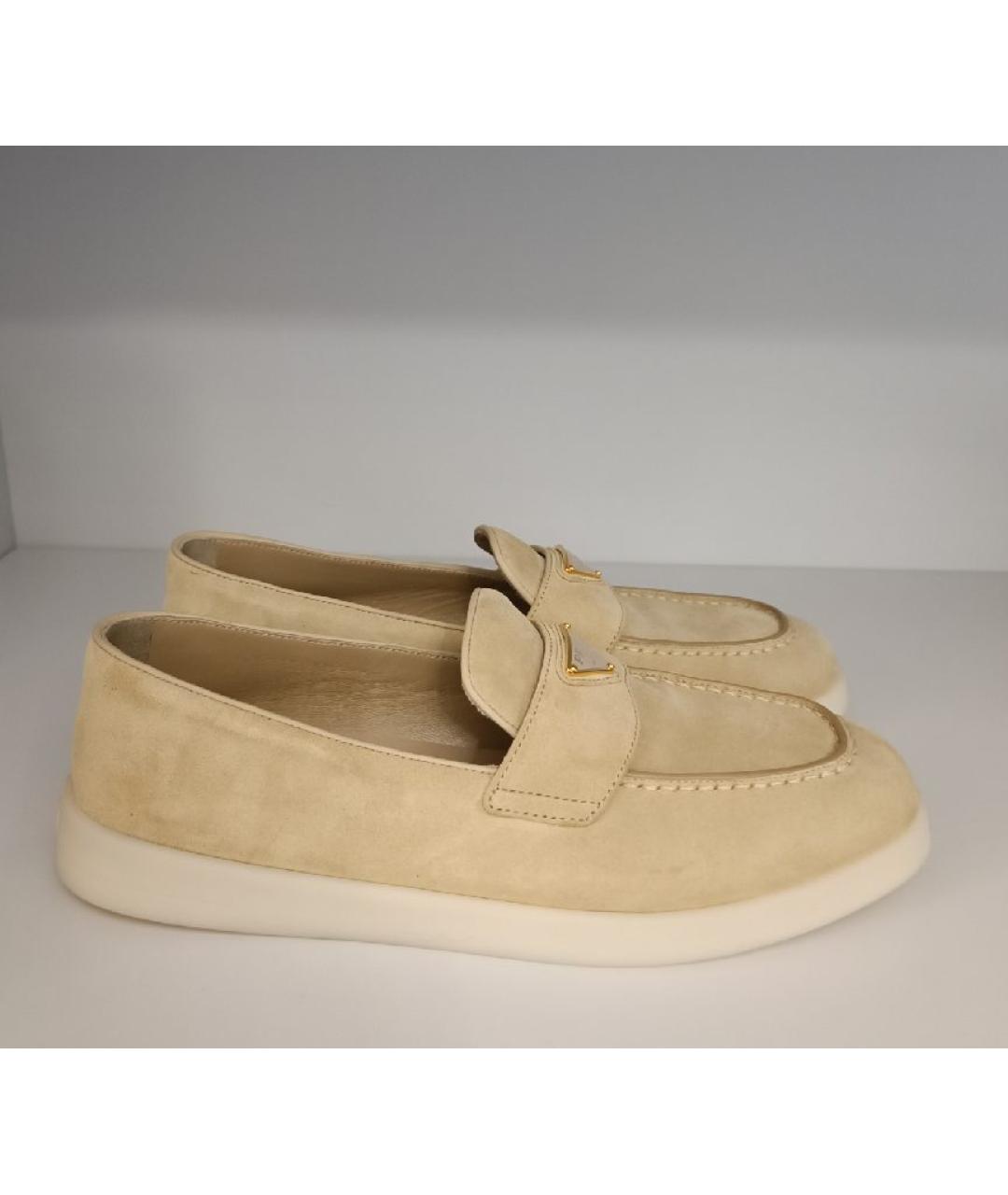 PRADA Бежевые замшевые лоферы, фото 5