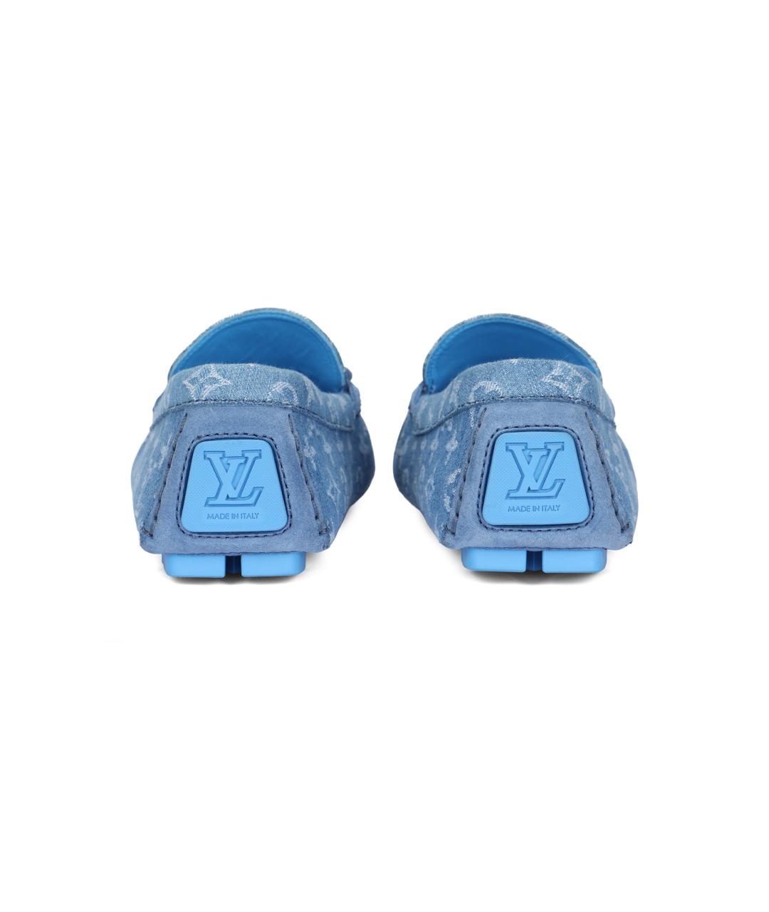 LOUIS VUITTON Голубые текстильные лоферы, фото 4