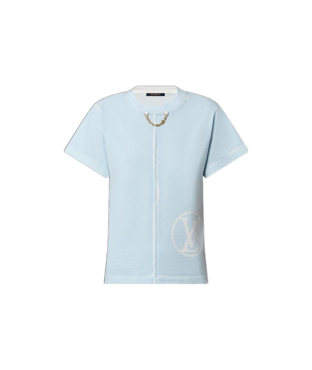 LOUIS VUITTON Голубая хлопковая футболка, фото 6
