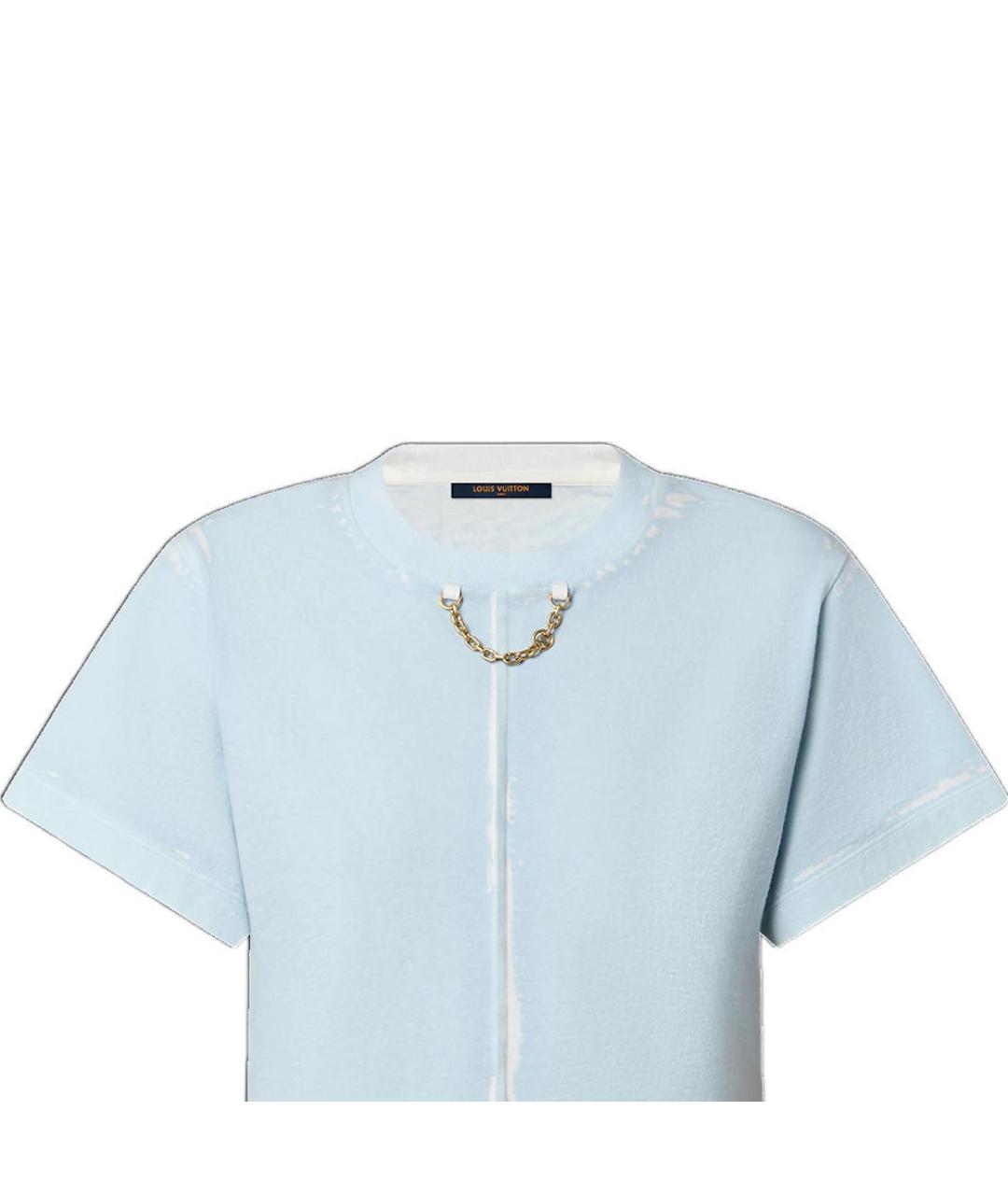 LOUIS VUITTON Голубая хлопковая футболка, фото 5