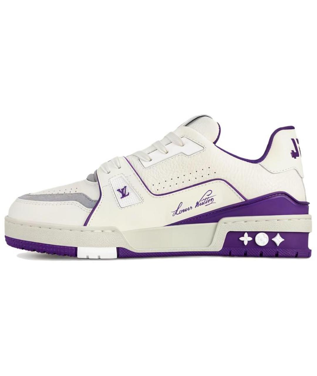 LOUIS VUITTON Фиолетовые кожаные кроссовки, фото 6