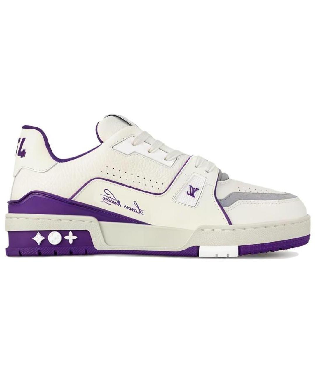 LOUIS VUITTON Фиолетовые кожаные кроссовки, фото 1