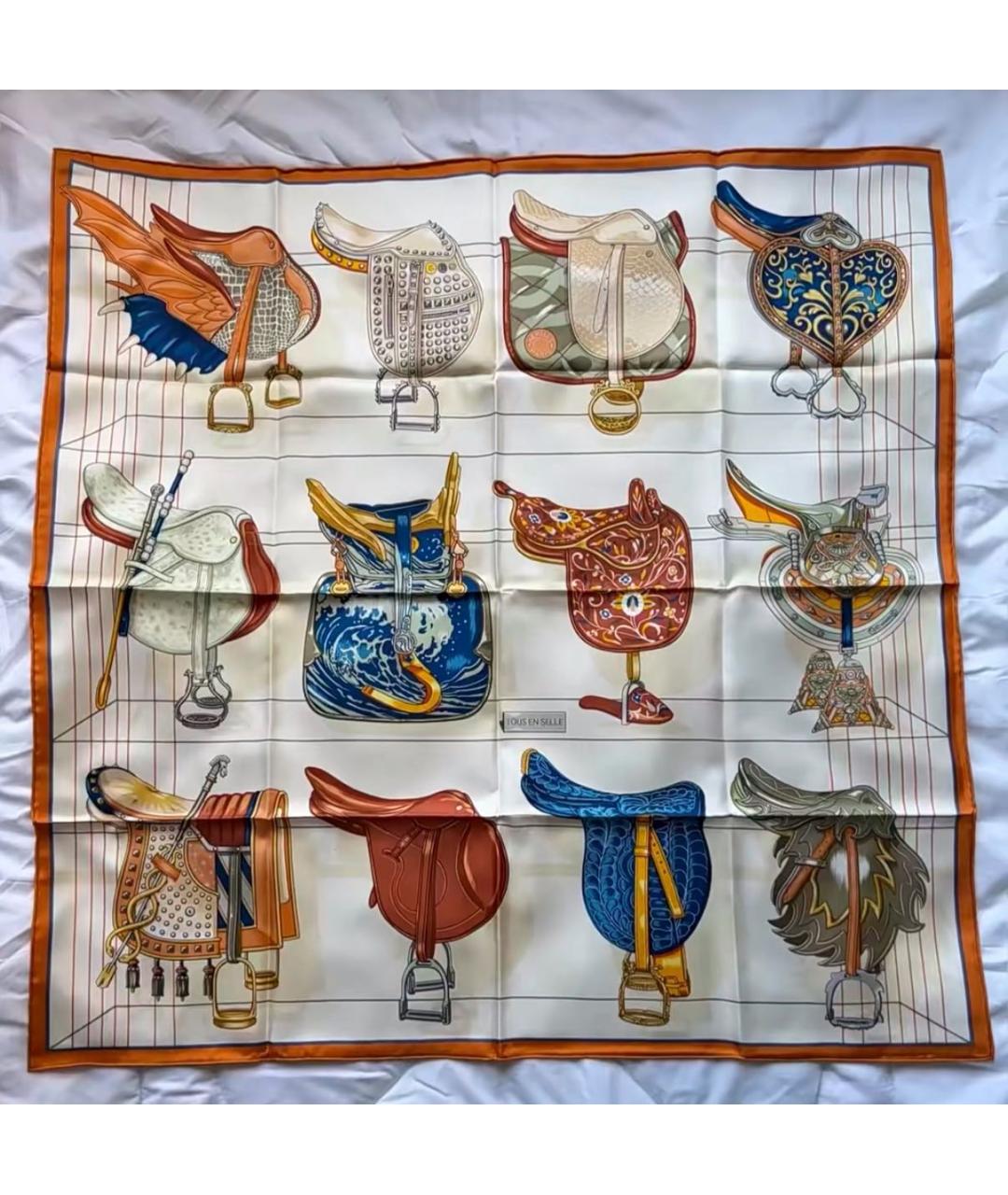 HERMES Мульти шелковый платок, фото 4