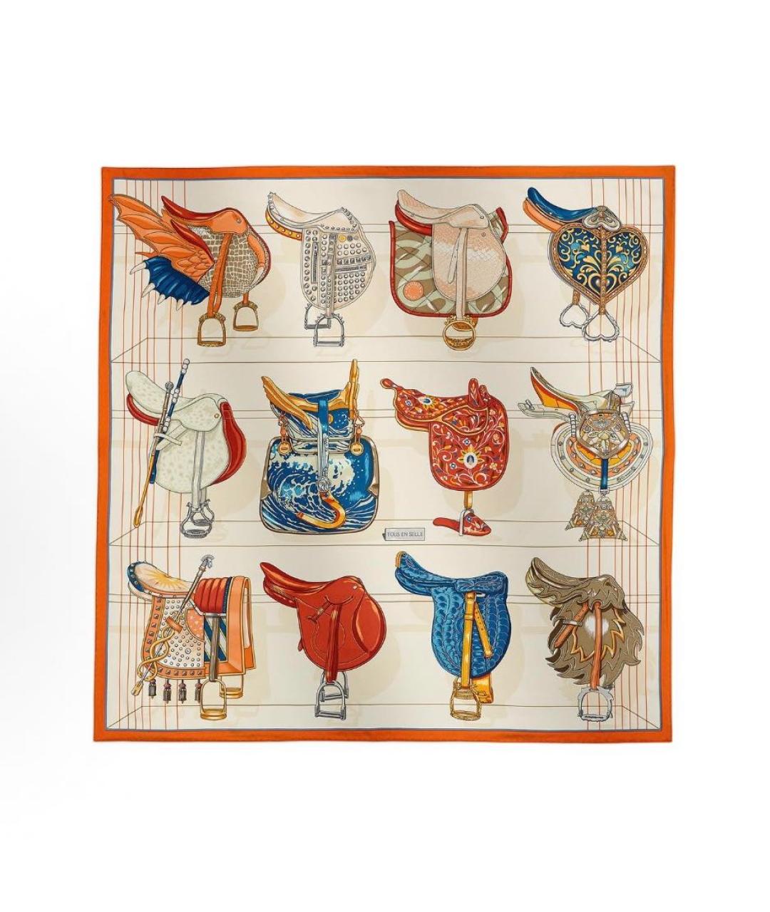 HERMES Мульти шелковый платок, фото 5