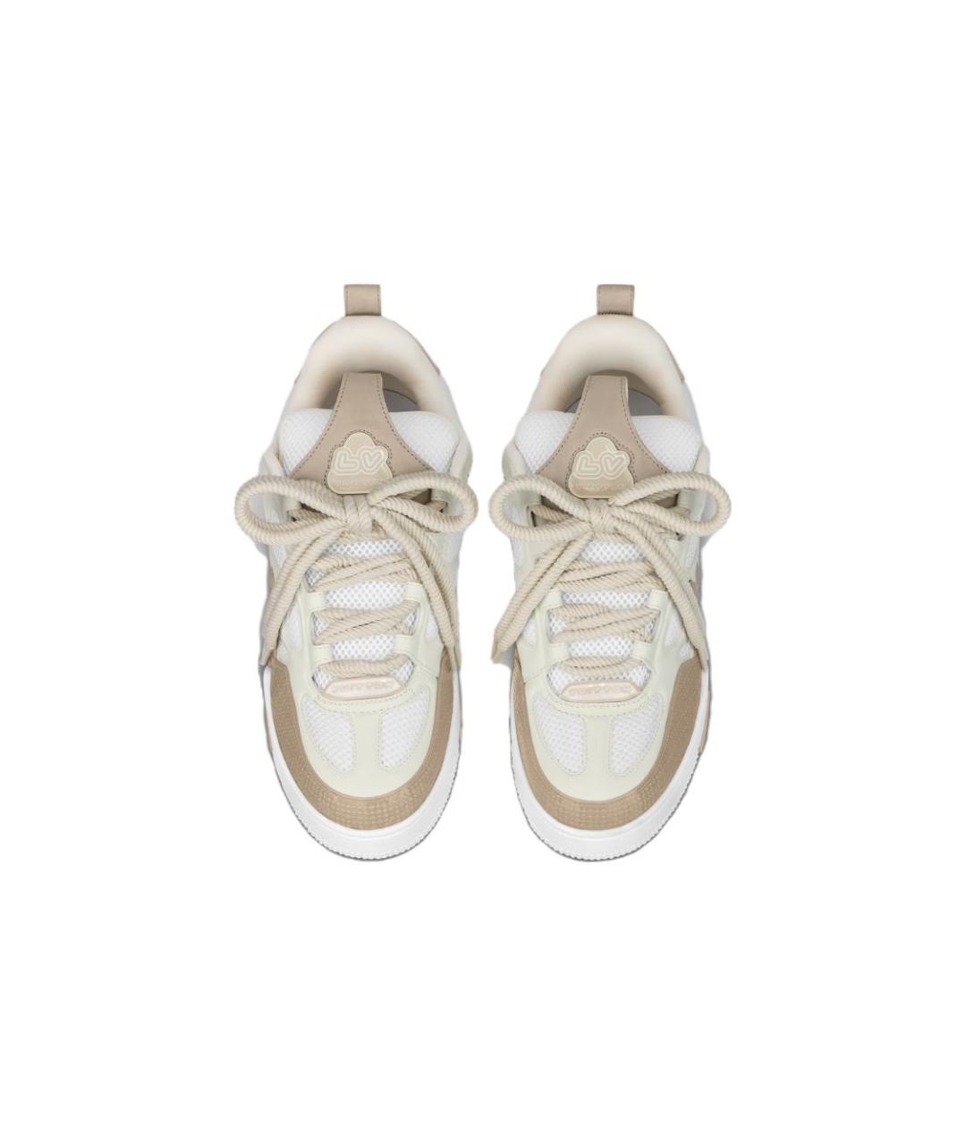LOUIS VUITTON Бежевые кожаные низкие кроссовки / кеды, фото 3