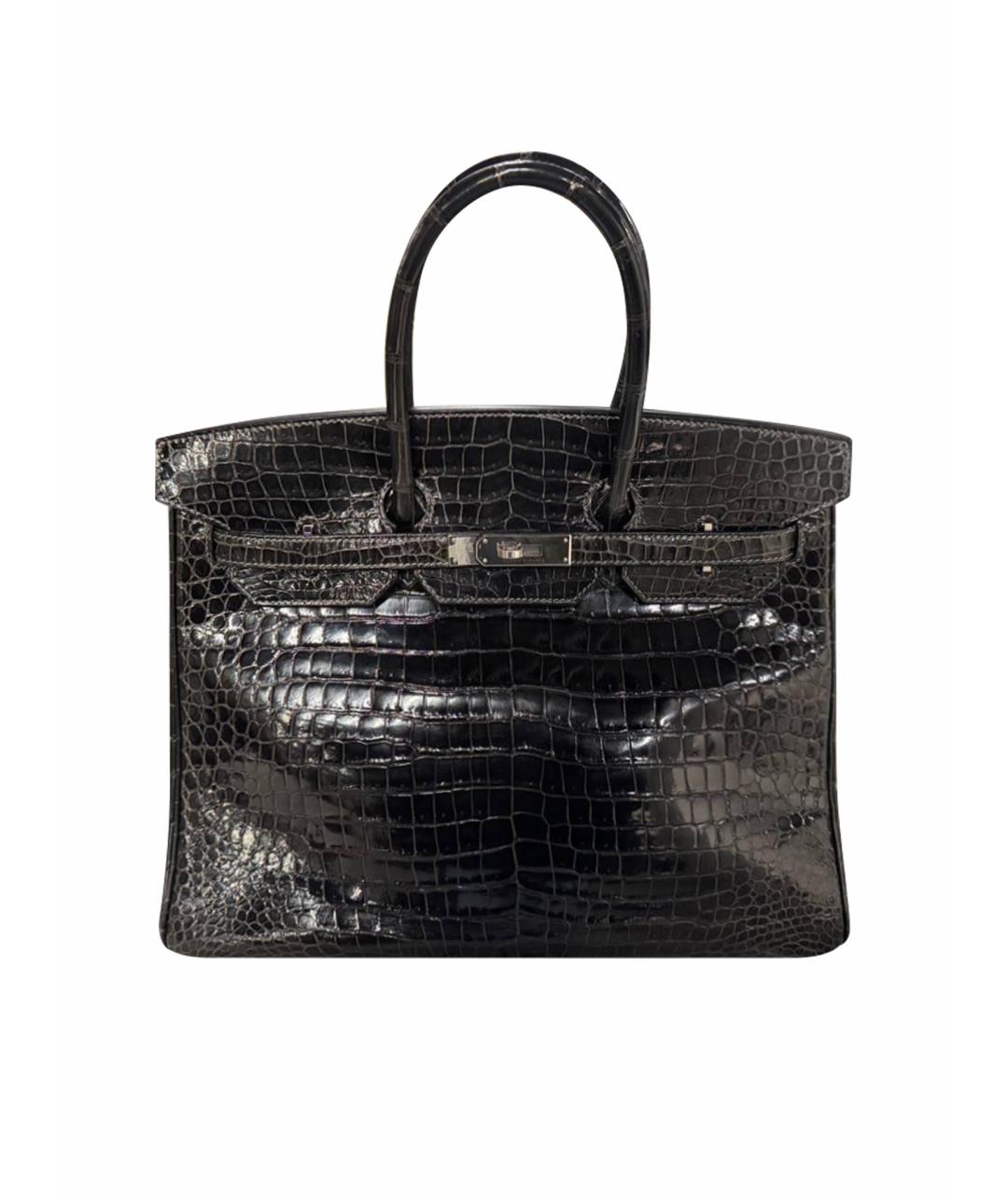 HERMES Черная сумка с короткими ручками из экзотической кожи, фото 1